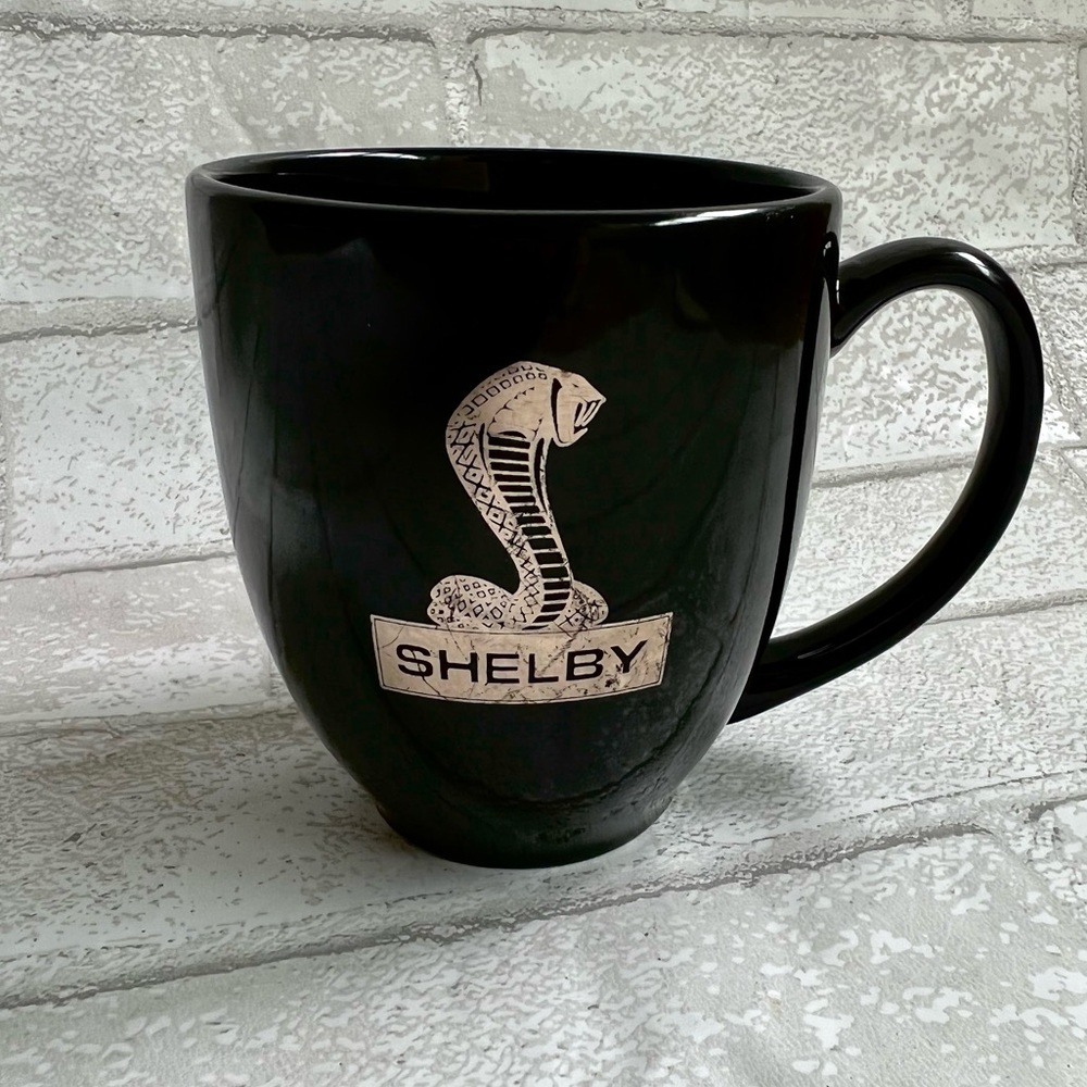 Vintage Shelby Cobra Coffee Mug - Black & Gold Logo Rare Automotive Collectible